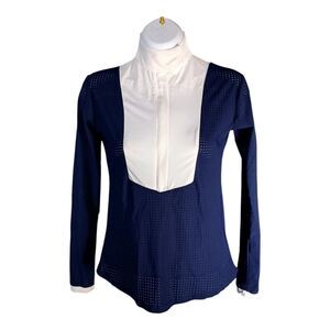 Kismet Riding Shirt Long Sleeve Top Blue White Collared Women's XXS